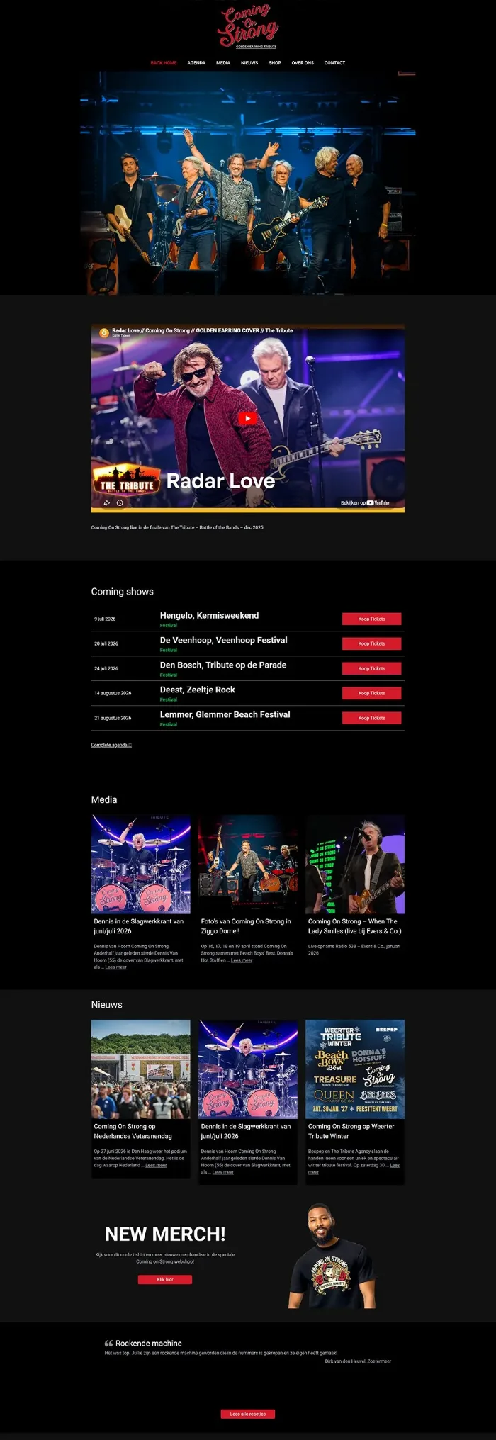 Website Coming On Strong — Golden Earring tribute, gemaakt door Lowtone Den Haag