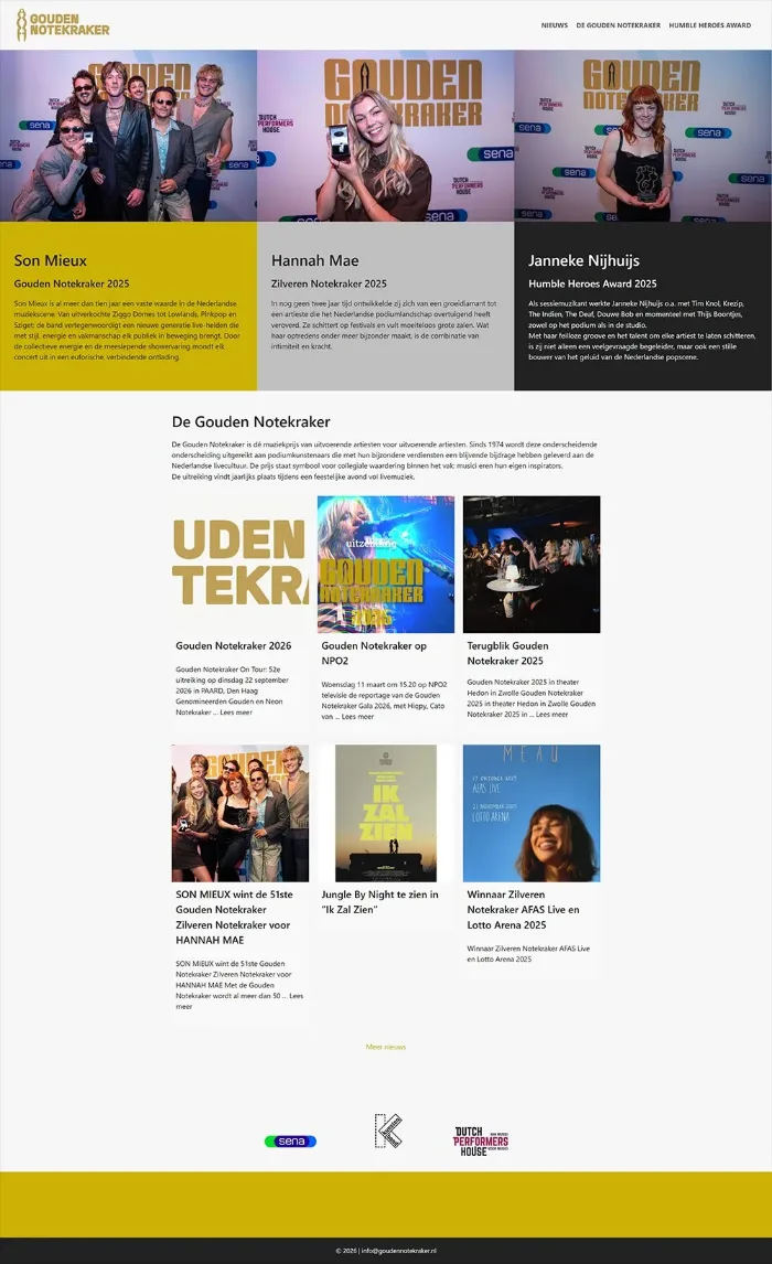 Website Gouden Notekraker — gemaakt door Lowtone Den Haag