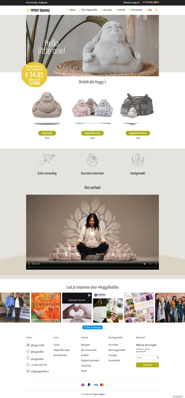 Webshop Huggy Buddha — gemaakt door Lowtone Den Haag