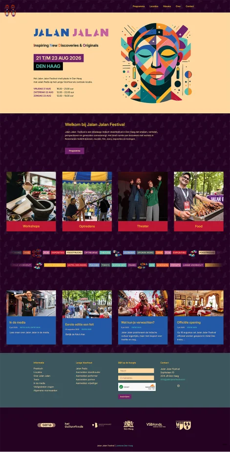 Festivalwebsite Jalan Jalan — Den Haag, gemaakt door Lowtone